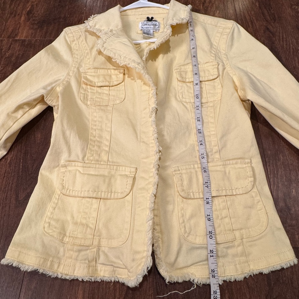 Live a Little Butter Yellow Distressed Jean Jacket - Picture 7 of 8